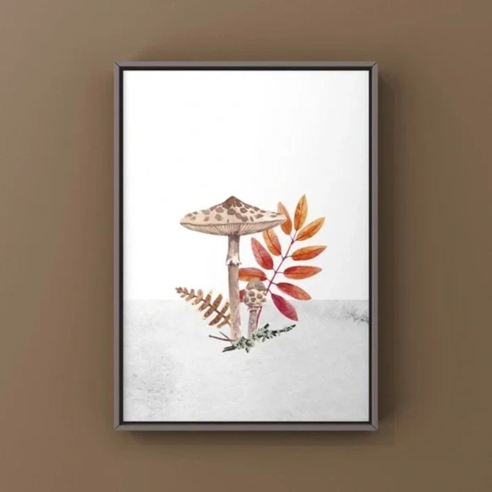Trendy mushroom art print for home decor watercolor art cottagecore style decor